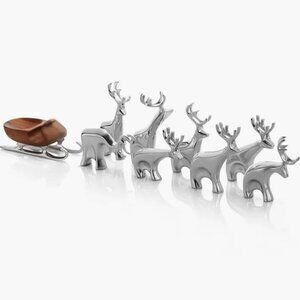 Nambé Holiday Mini Christmas Reindeer & Sleigh